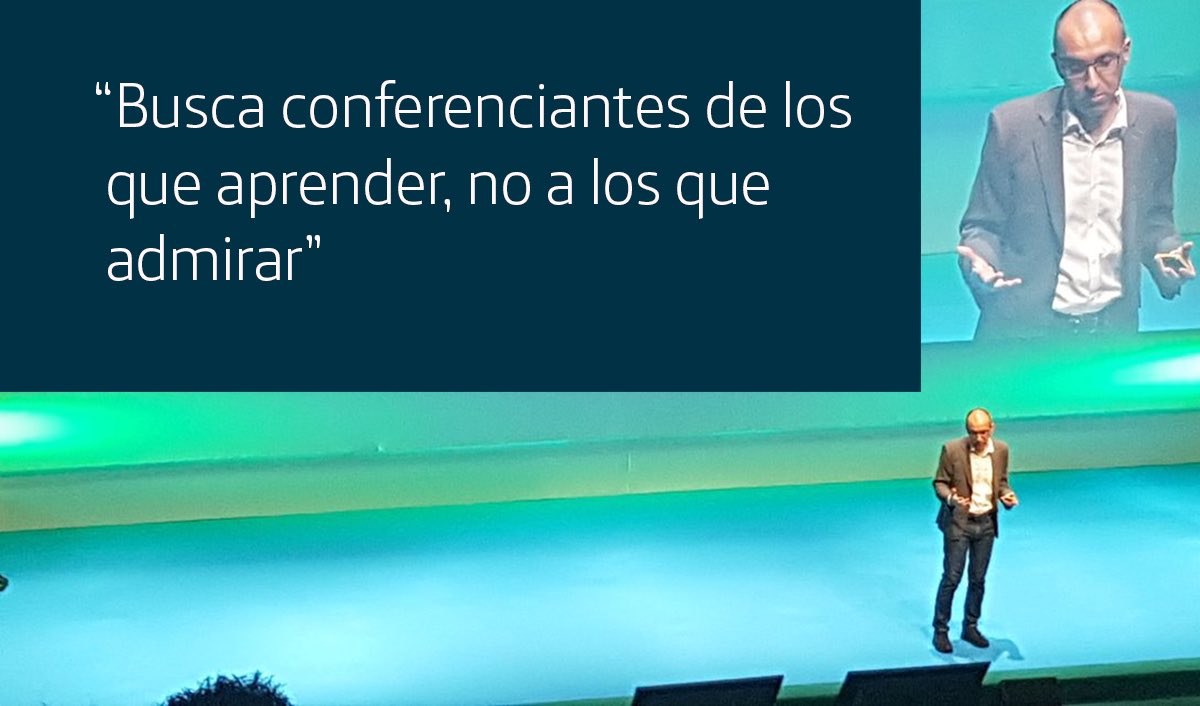 Busca conferenciantes de los que aprender, no a los que admirar. Y no ofrezcas púlpitos a los ponentes que repiten que salgas de la zona de confort sino a los que te enseñan cómo hacerla más grande.

🔥 Mis "dos consejos chocantes para ser conferenciante"
empresas.blogthinkbig.com/ser-conferenci…