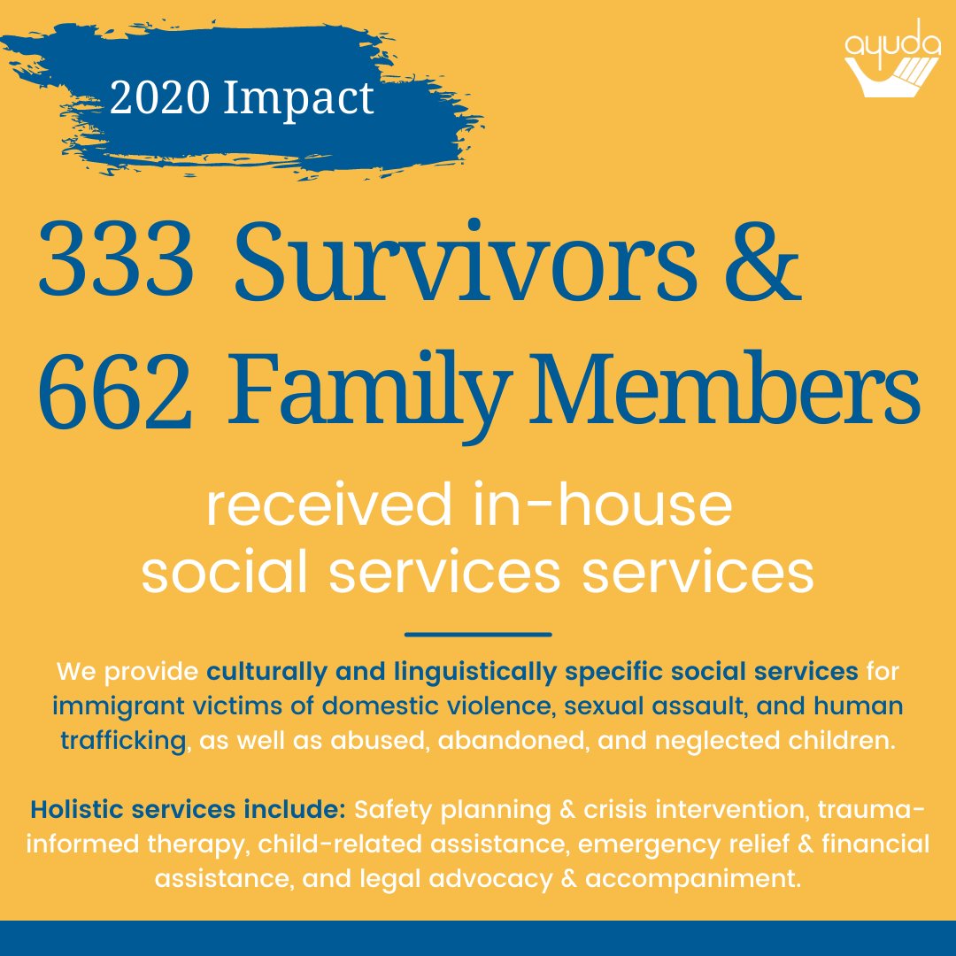 Ayuda_DMV's tweet photo. Only TWO days left until we release our 2020 impact report!
We cannot wait for you to see the incredible work our team accomplished this year, along with the power of what community support can do!
#2020Impact #YearinReview https://t.co/sqmvoc34Ql