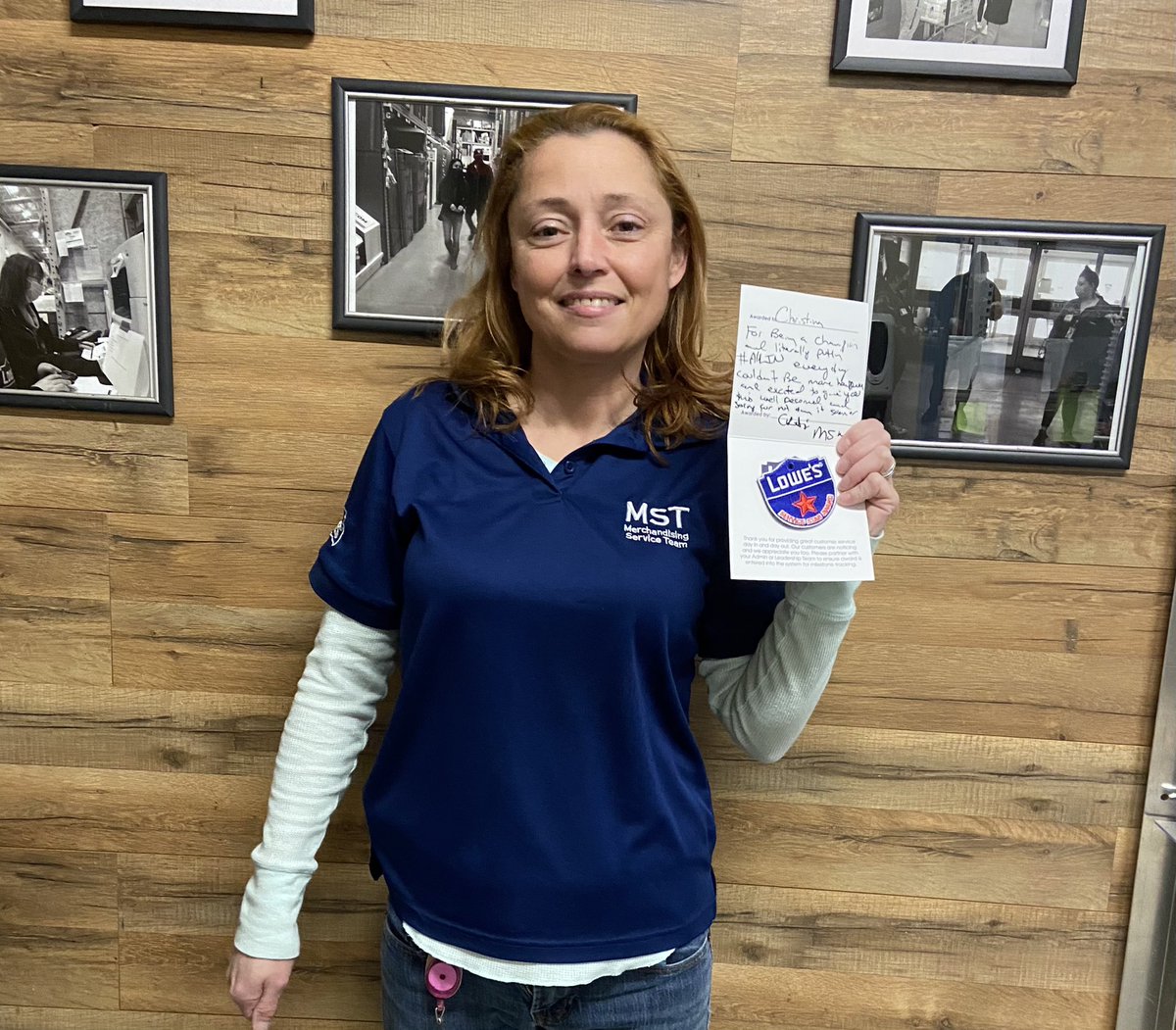 MsmCraig1889's tweet photo. Congrats to Christina 1889 Mst Safety Captain for all you do and making everyday a Lowe’s Safe Day here at the Castle @1889Lowes @JacobLowes1287 @ChelseaKuszaj https://t.co/3q8A0wz4xU