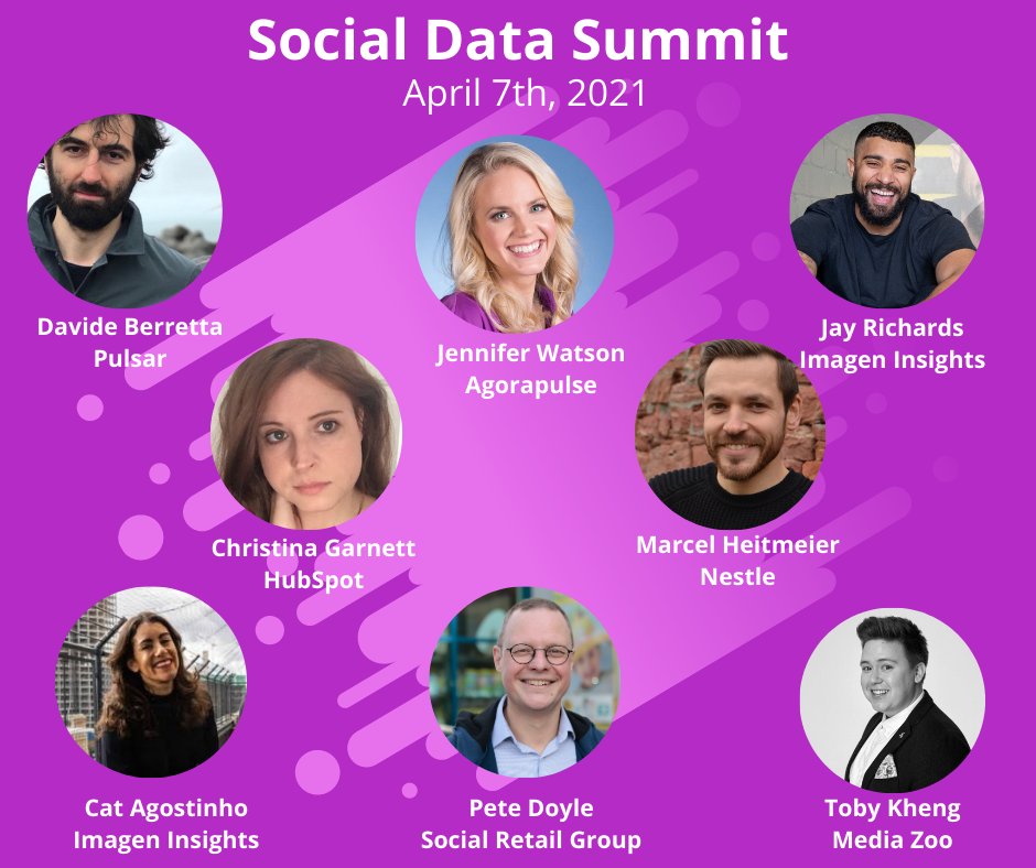 I will be hosting the #socialdatasummit virtual event on the 7th of April.🎊

Sign-up here👉bit.ly/3dztDEe

Do not miss this spectacular line-up. 
@petedoyle, @jaykrichards, @Cat_A, @daveeday, @ThatChristinaG, @mar_heit, @welearnandlive 👌

#insight #socialdata #audience