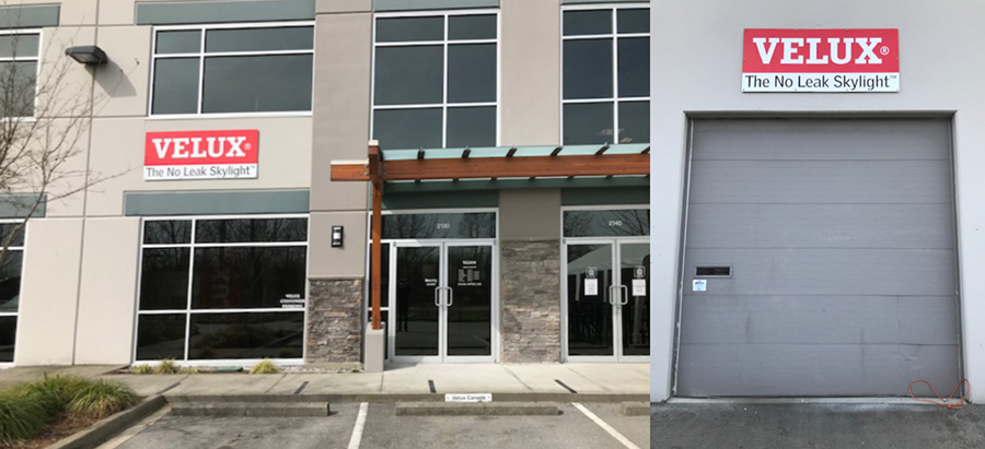 Some new building signage recently went up for Velux in Port Coquitlam, BC by Creative Display Vancouver! Contact us to find out more about our signage products &amp; services.