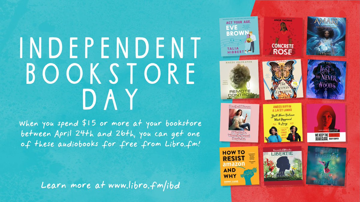 Here are the FREE audiobooks you can choose from when you spend $15 or more at your bookstore for #IndieBookstoreDay! It’s our way of saying thank you for shopping local. Sign up for a reminder on 4/24 at libro.fm/ibd 📚