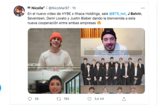 Merca20's tweet photo. HYBE e Ithaca Holdings reúnen a BTS, JBalvin y Justin Bieber en un video y todos ganan - https://t.co/p6Ln7kuKSw https://t.co/aSXQHRSTxY