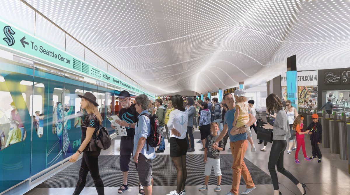 Here's a rendering by <a href="/viaarchitecture/">VIA Architecture</a> of the monorail-station remodel. Key feature is the bright, larger awning that makes the platform more indoorsy.