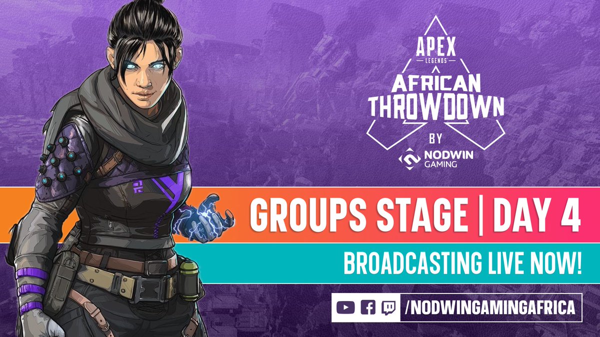 It's time to throw down with Day 4 of the #ApexLegends #AfricanThrowdown Group Stages 🔥! Are you ready? Tune in right now on #youtube #twitch or #facebookgaming

📺: twitch.tv/nodwingamingaf…
📺: youtu.be/ibBL8OMinbE
🔗: linktr.ee/nodwingamingaf…
