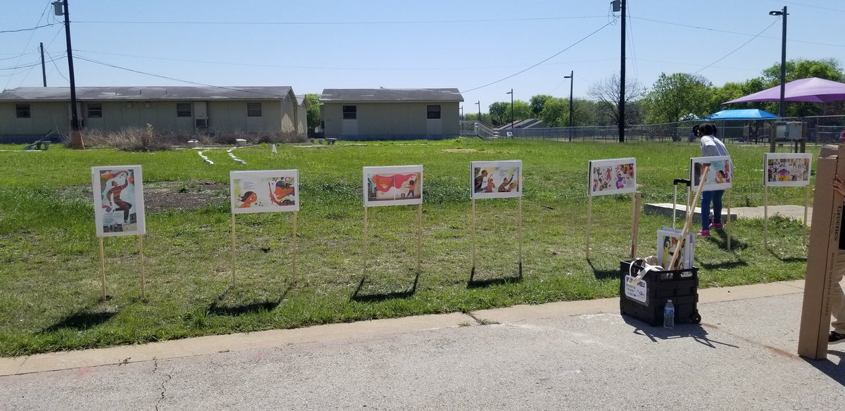 Come check out the @RodriguezElem #StoryWalk! Maybe Something Beautiful: How Art Transformed A Neighborhood by @fisabelcampoy is such a beautiful story about our power to make big changes. #AISDreads #roadrunnerproud @AustinISD @AustinISDLibs