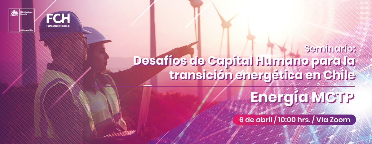 Este martes a las 10AM súmate al seminario “Desafíos de Capital Humano para la transición energética en Chile” 🙌

Nuestro país necesita contar con capital humano calificado para hacer frente a los nuevos desafíos energéticos 💪⚡️

💻 Inscríbete aquí: lnkd.in/e2yJtGD