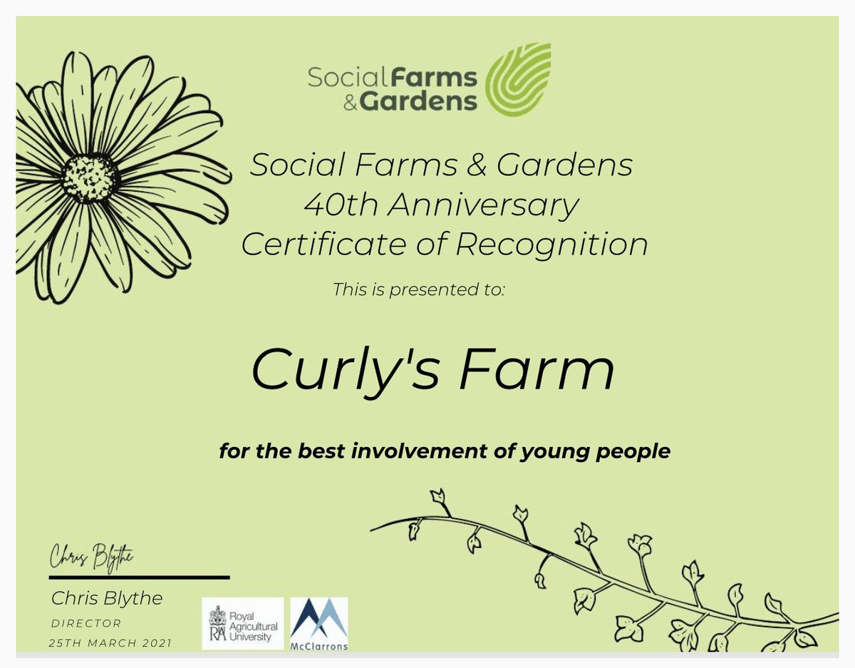 #CurlysFarm winning ‘Best involvement of young people’ award at the #SFGAWARD 40th Anniversary Awards

Such a proud moment for #CurlysFarm