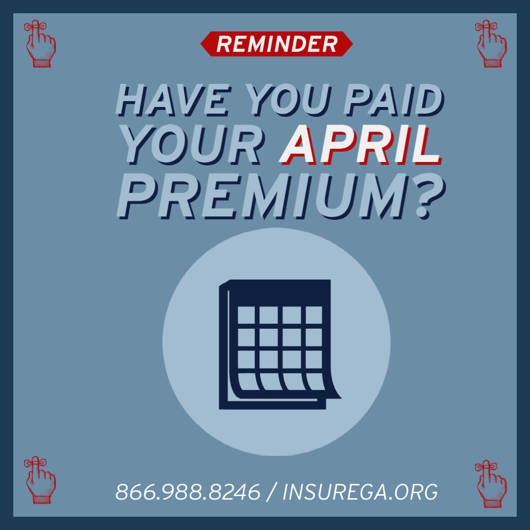 Insure_GA's tweet photo. Have you paid your monthly health insurance premium? Making sure your premium payment is made on time each month ensures you will not have a lapse in coverage. Need help? Contact us at 866.988.8246 or https://t.co/D0lFj13YLh https://t.co/g8cSz4yBmP