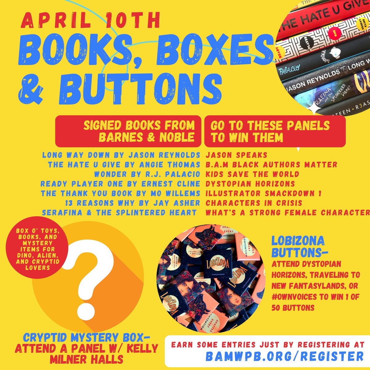 booksartmusicfl's tweet photo. Have you been waiting to hear how to snag all the goodies being given away at BAM?
All you have to do is register and attend on April 10th! You'll get the panel links April 9th. We're thankful for all our authors & friends who provided these treats & made the distance smaller https://t.co/Ju3jjt4oqj