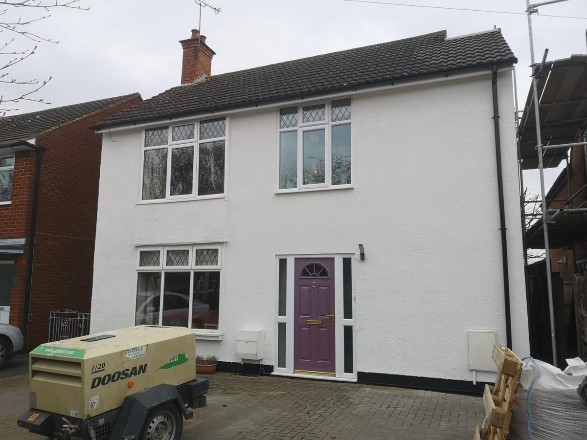 Texacote's tweet photo. Our latest install finished in Rugby using Wethertex Protective Wall Coating System in Chalk White.
If you would like to see what we can do for your home feel free to contact us on 0333 2224458 or visit https://t.co/R7pqTwHp83
All work comes fully Guaranteed.
#texacote #wethertex https://t.co/TCIpZ8lrVM