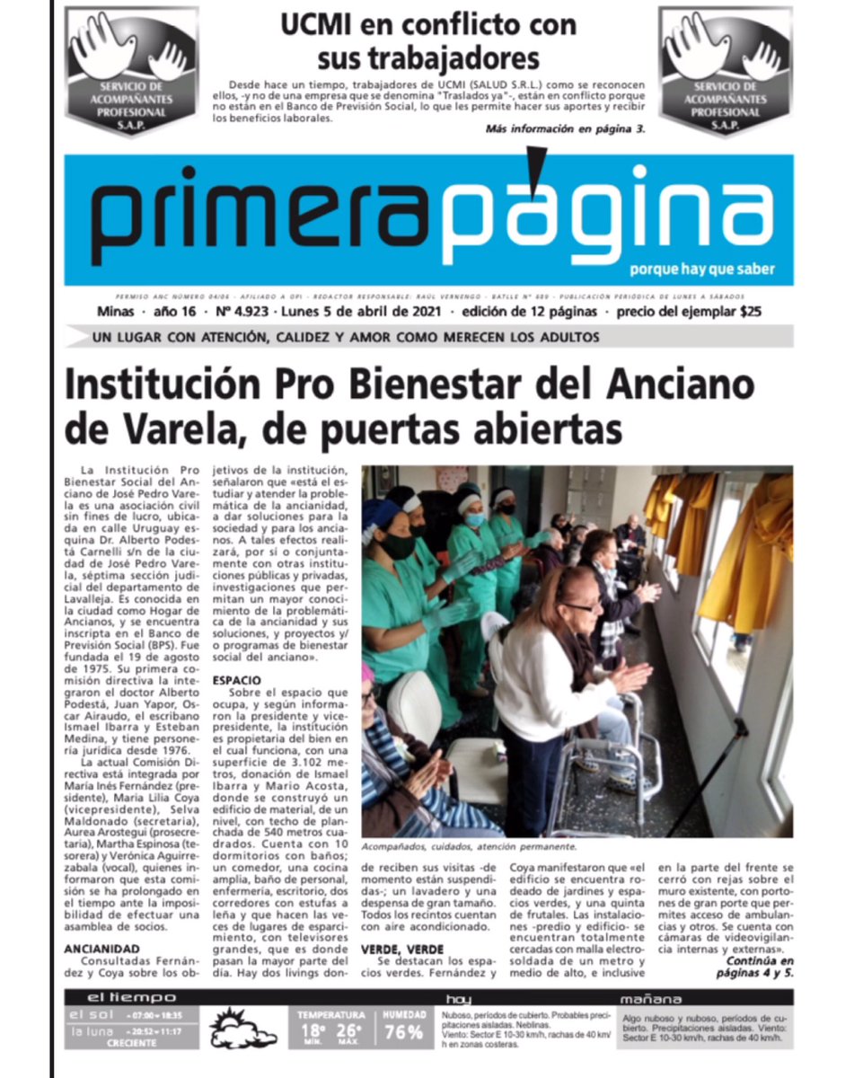 #TapadePrimeraPágina | Lunes 5 de abril del 2021

Para recibir la mejor y mayor información, suscribite en versión papel o digital. Contáctanos a través nuestras redes sociales, y te haces suscriptor al instante. 

#PrimeraPágina
#porquehayquesaber
#elmásleídodeldepartamento