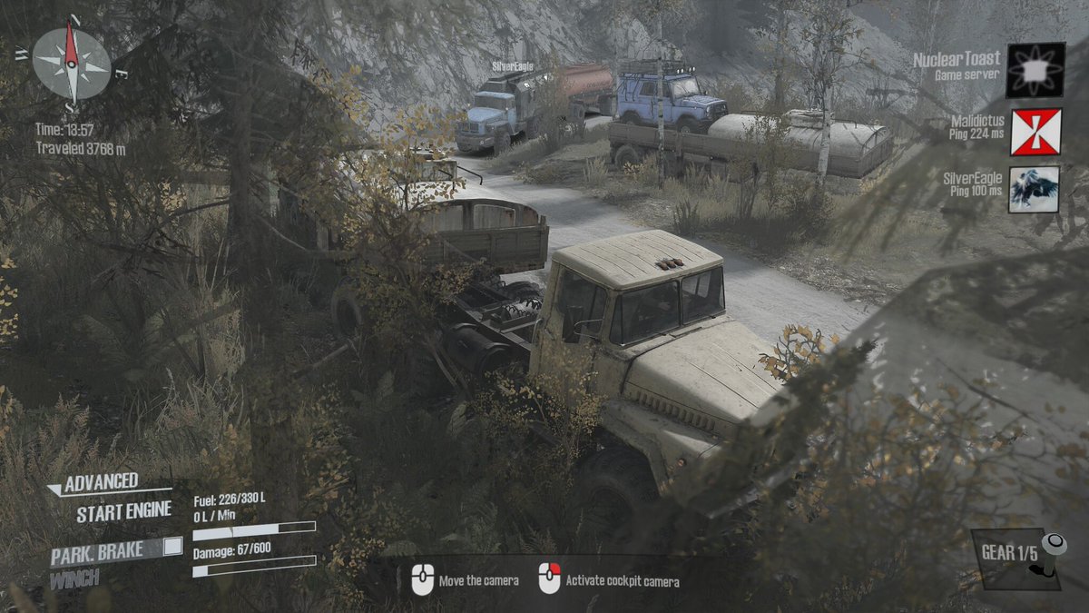 The squad setting up a forward petrol/repair base in #MudRunner.