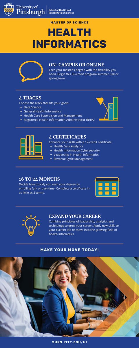 Launch your story of success with a Master of Science in Health Informatics. Apply now to begin our online or on-campus program!
online.shrs.pitt.edu/online-masters…
shrs.pitt.edu/hi
#pitthim