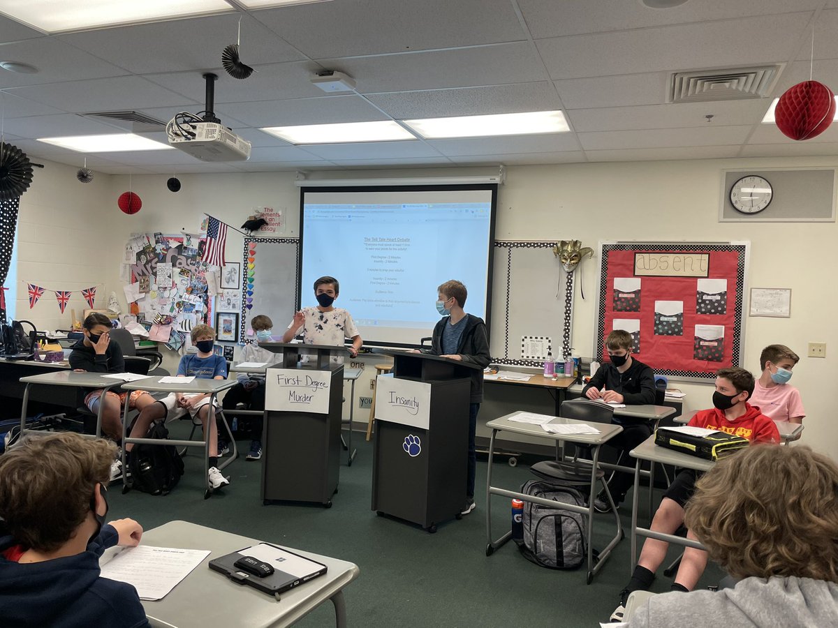 Students have been prepping arguments, evidence, and rebuttals for our Tell Tale ❤️ debate! Great to see their hard work in action as they argue using evidence to prove their point and sway the audience! @MrsJonesPRT <a href="/PRT_Huskies/">Prairie Trail</a>