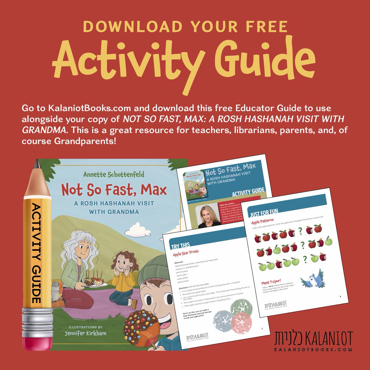 nettschott's tweet image. Free Activity Guide for NOT SO FAST, MAX: A ROSH HASHANAH VISIT WITH GRANDMA!  @mediamastersbks @PJLibrary @RedJacketBooks @BookRevueLI @SCBWILongIsland @scbwi @TMeshuggenahs @thekidlitcrew #free #kidlit #activityguide #teachers #roshhashanah
kalaniotbooks.com/librarians-edu…