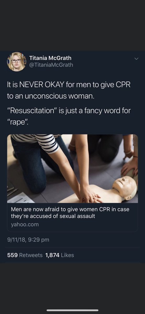 kelsey_veen's tweet photo. Wanneer de “overdreven” feminist keihard de fout in gaat. Hoe verzin je het.? Feminism 50% real issues 50% bunch of bullshit. You can choke! #dumbass #feminist #cprfail @TitaniaMcGrath https://t.co/5PF9n5sNRi