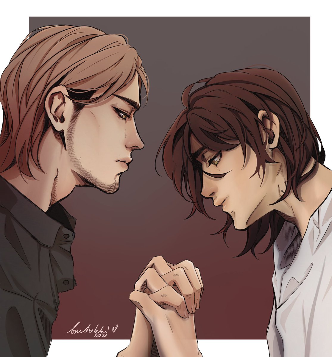 tsutokki's tweet photo. #JeanEreWeek2021  DAY 7 „Soulmate”  @jeanereweek 

I’m sorry for showing this prompt as sad story. I was listening one  sond and I couldn’t use a lyrics. Its 831 feat. A Lin „來互相傷害”

#ErenJaeger #Jeankirschtein #AttackOnTitans #EREJEAN #jeanere #艾倫 #讓 https://t.co/Y78mgrM4f6