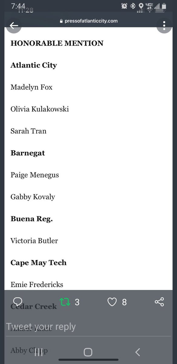 Congratulations Paige Menegus and Gabby Kovaly Press of Atlantic City Honorable Mention Swimming <a href="/Bengalswim/">Coach Cherry</a> @CoachKane_ELA