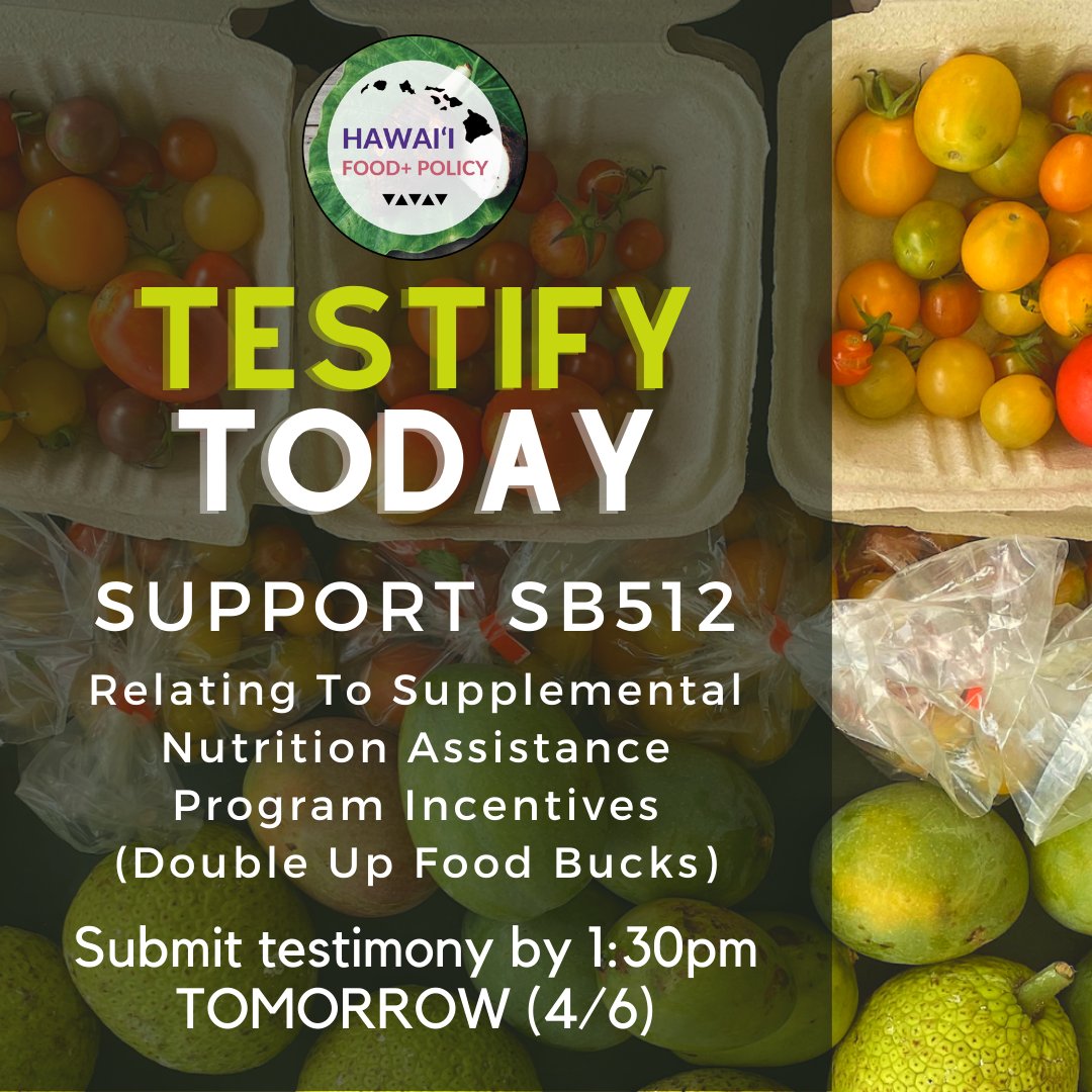foodpluspolicy's tweet photo. ⚠️ ACTION ALERT ⚠️ Submit testimony in SUPPORT of SB512 which is scheduled to be heard by the House FIN Committee on Wednesday, 4/7 at 1:30am. Submit your piece of testimony no later than TOMORROW, 4/6 at 1:30pm (24 hours prior to the hearing). https://t.co/hBHqGRfWgQ