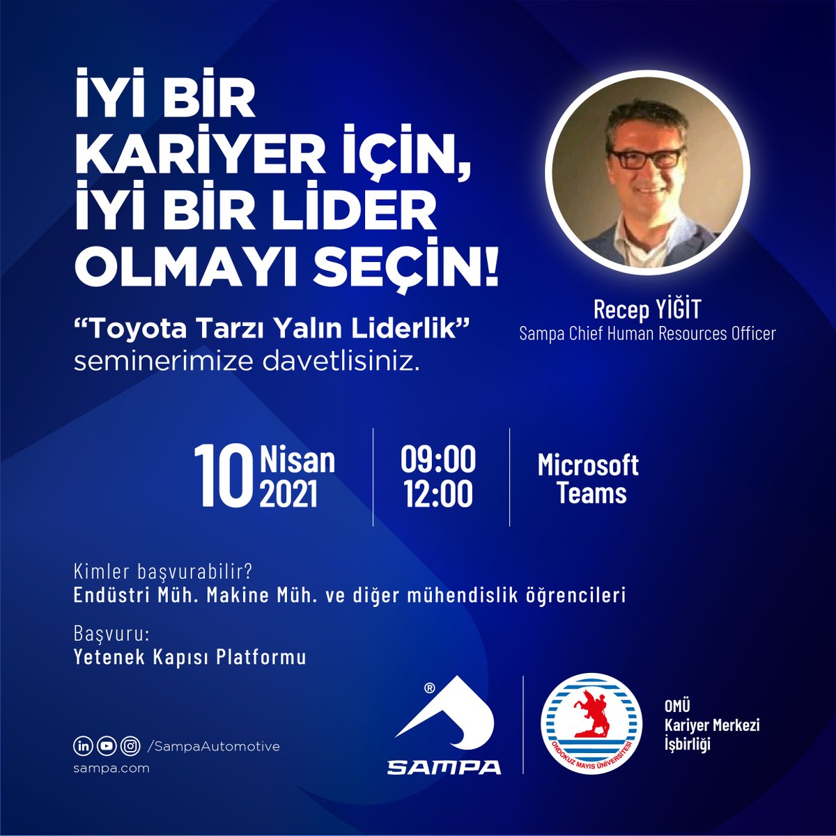 Toyota Tarzı Yalın Liderlik (Seminer)
Seminere katılım için yetenekkapisi.org ETKİNLİKLER sekmesinden başvuru yapmanız gerekmektedir.
Seminere öğrenci ve mezunlarımız davetlidir.
@tccbiko <a href="/omurektorluk/">omurektorluk</a> <a href="/sampa/">Sampa Automotive</a> <a href="/emmtomu/">OMÜ-Endüstri Mühendisliği (EMMT)</a> <a href="/omu_insaat/">OMÜ İnşaat Mühendisliği Topluluğu</a> <a href="/ieeeomu/">IEEE OMU Öğrenci Kolu</a>
<a href="/profdryavuzunal/">Prof. Dr. Yavuz Ünal</a> <a href="/nrsltpky/">Nursel Topkaya</a>