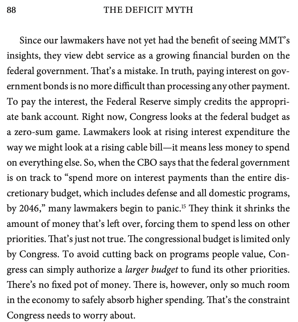 StephanieKelton's tweet photo. What about the interest on the debt? Chapter 3, p. 88. https://t.co/AMHgeBpngY