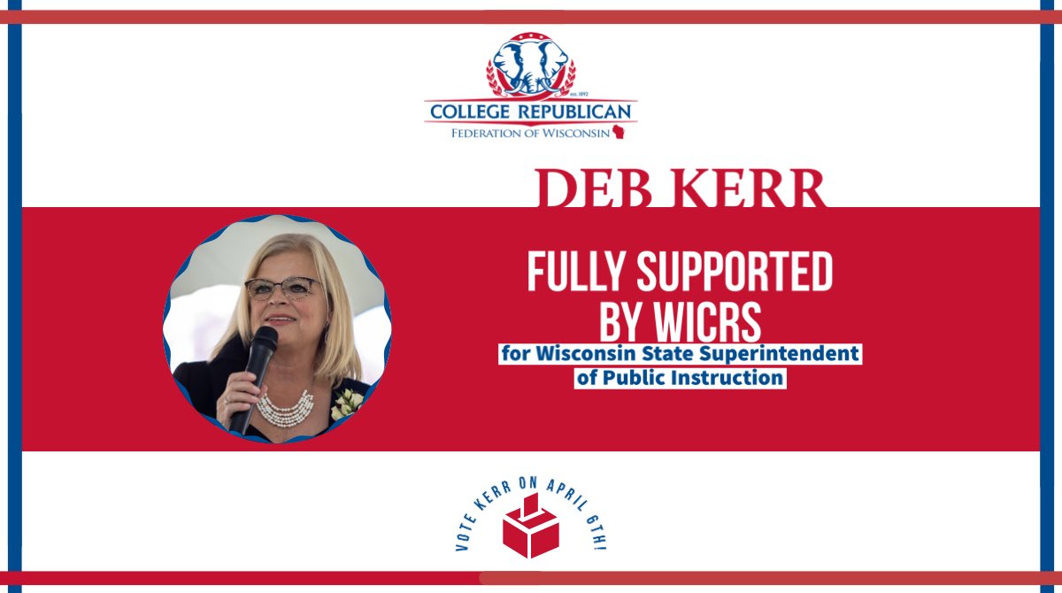As college students, we understand how important it is to have a strong leader as Superintendent because education builds the future Wisconsin. As conservatives, we like that <a href="/Kerr4WiKids/">Kerr4WIKids</a> isn’t backed by the teacher’s unions and is a proponent of school choice.