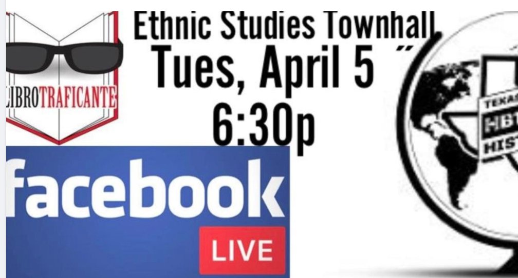 vlnzl's tweet photo. Facebook Live Town Hall Mtg TONIGHT to Discuss #EthnicStudiesNow #TXHB1504 w @Librotraficante w host Tony Diaz https://t.co/TUnNwodt94 @EthnicStudiesCA @OCEthnicStudies @EthnicStudiesAZ #TxEd #TxLege @RepMorales145 @utexascoe @LatinostudiesUT @TxTLEEC #UTTCEP @TXSBOE @AztecMuse https://t.co/JAEIKcikxZ