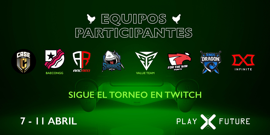 ¡ESTOS SON LOS 8 EQUIPAZOS QUE PARTICIPARÁN EN EL TORNEO! Queremos darles las gracias a todos por su solidaridad: todos nos han ayudado muchísimo a que esto saliera adelante. MUCHA SUERTE! 
#PlayForFuture #CSGO #ChickenRules