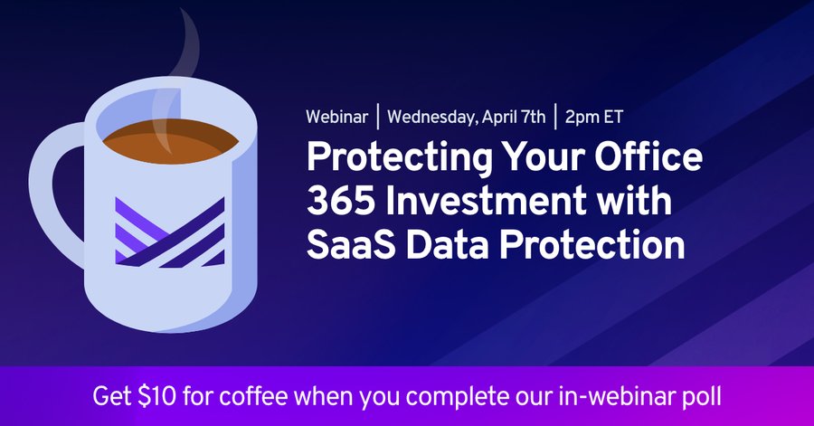 It’s up to you and your organization to protect your #Office365 data—but you're not alone. Join #Commvault's #MetallicIO on April 7th, for a  webinar on how to safeguard your critical Office 365 data. Save your spot here: ow.ly/3VXf102DYe3