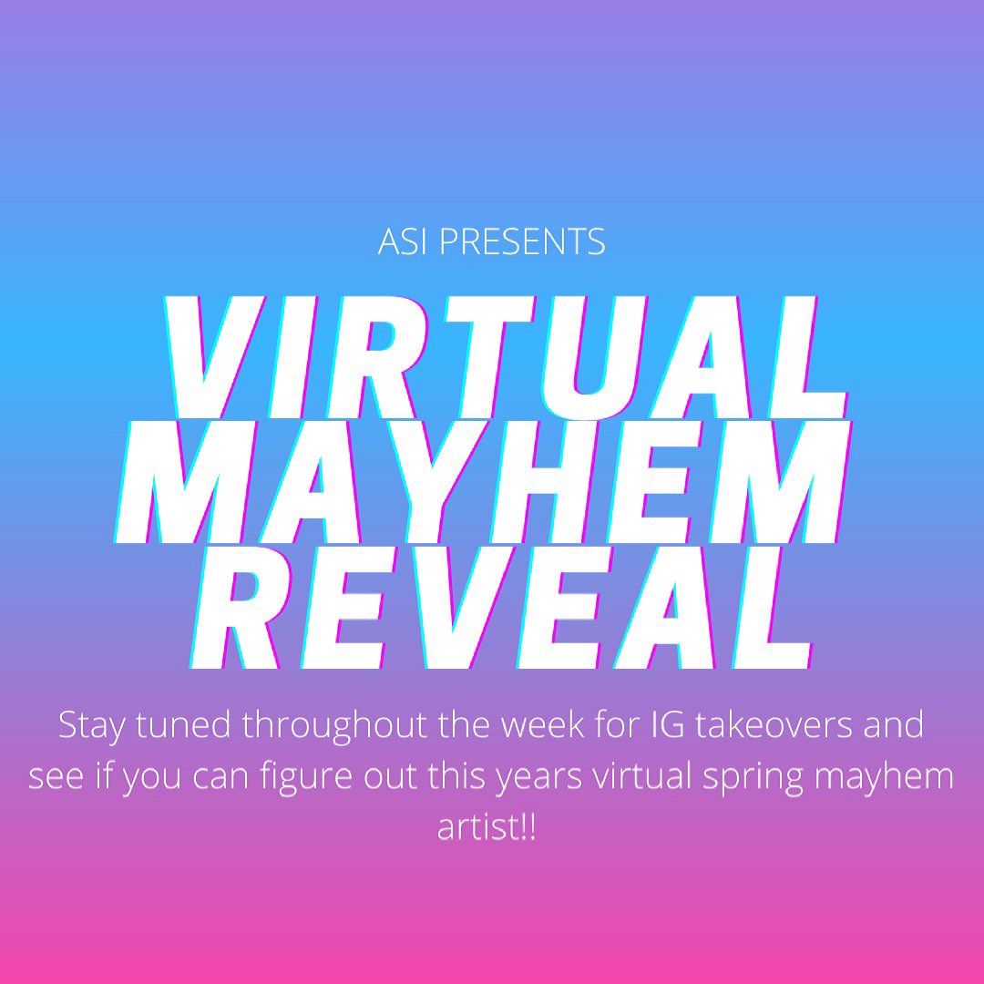 asi_presents's tweet photo. It’s mayhem reveal week pioneers!! Stay tuned on our IG story all this week and look out for clues for the first ever virtual mayhem artist! https://t.co/ROCF1FWqeI
