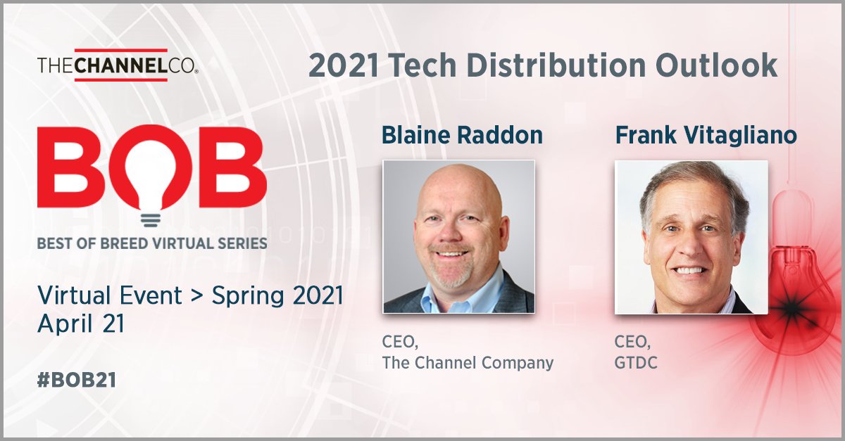 Join us on April 21 for a LIVE conversation between <a href="/TheChannelCo/">The Channel Company</a> CEO <a href="/bradarr/">Blaine Raddon</a> and <a href="/GTDC_org/">GTDC</a> CEO Frank Vitagliano. This candid conversation will address the Synnex/Tech Data merger and the impact on the channel. Apply to attend: bit.ly/37n1Cxq #BOB21
