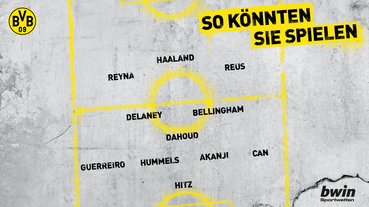 BVB's tweet photo. ⚔️ Dann wollen wir es mal angehen. Das wäre eine mögliche Elf fürs Viertelfinal-Hinspiel. 👇

#MCIBVB #UCL https://t.co/oNyyAac1zo