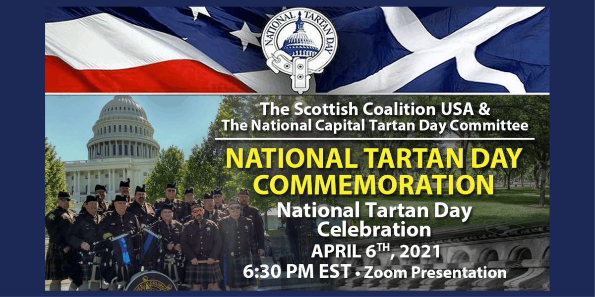 ASFevents's tweet photo. Join us for the National Tartan Day Commemoration tomorrow 6:30PM EDT presented by The Scottish Coalition USA & National Capital Tartan Day Committee.
With readings, music, presentation of the Annual Tartan Day Award.
Register: https://t.co/RHX2ii80Jc
#ASFEVENTS #NCTDC #SCUSA https://t.co/ZuedEeuCWl