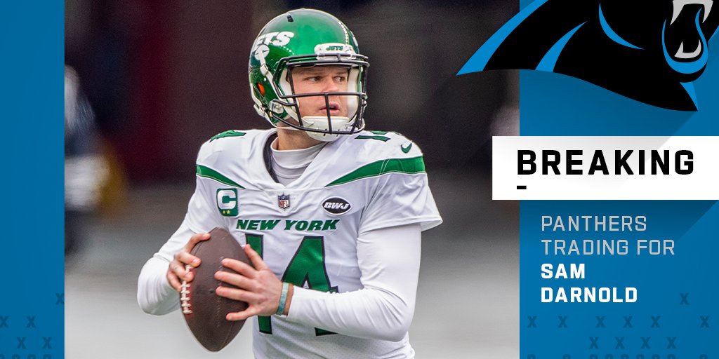 Jets trade QB Sam Darnold to Panthers in exchange for a 2021 sixth round pick, 2022 second round pick and 2022 fourth round pick.