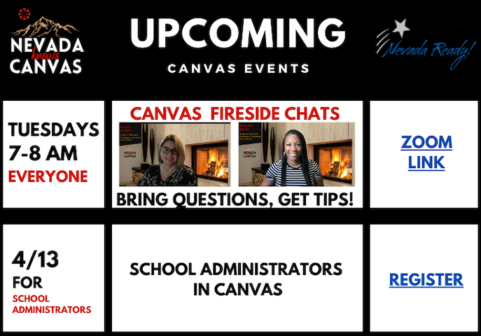 NVKnowsCanvas's tweet photo. Upcoming Canvas events for all Nevada educators! https://t.co/YbqkvayTbk
@NevadaReady @DigitalNevada @NVKnowsCanvas @CanvasLMS https://t.co/OKZKtAwrVQ