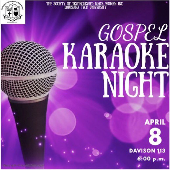 DBW will be hosting a Gospel Karaoke Night this Thursday, April 8th at 6:00 p.m. in Davison Room 113! Come on out and sing karaoke with us! 🦋🖤