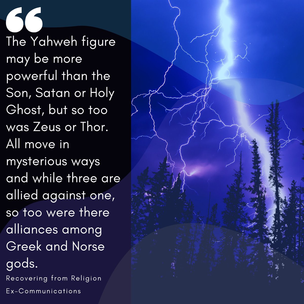 “The Yahweh figure may be more powerful than the Son, Satan or Holy Ghost, but so too was Zeus or Thor. All move in mysterious ways and while three are allied against one, so too were there alliances among Greek and Norse gods.”

Read more: https://t.co/UB4rDB6CoS https://t.co/8Y4F1zwCLl