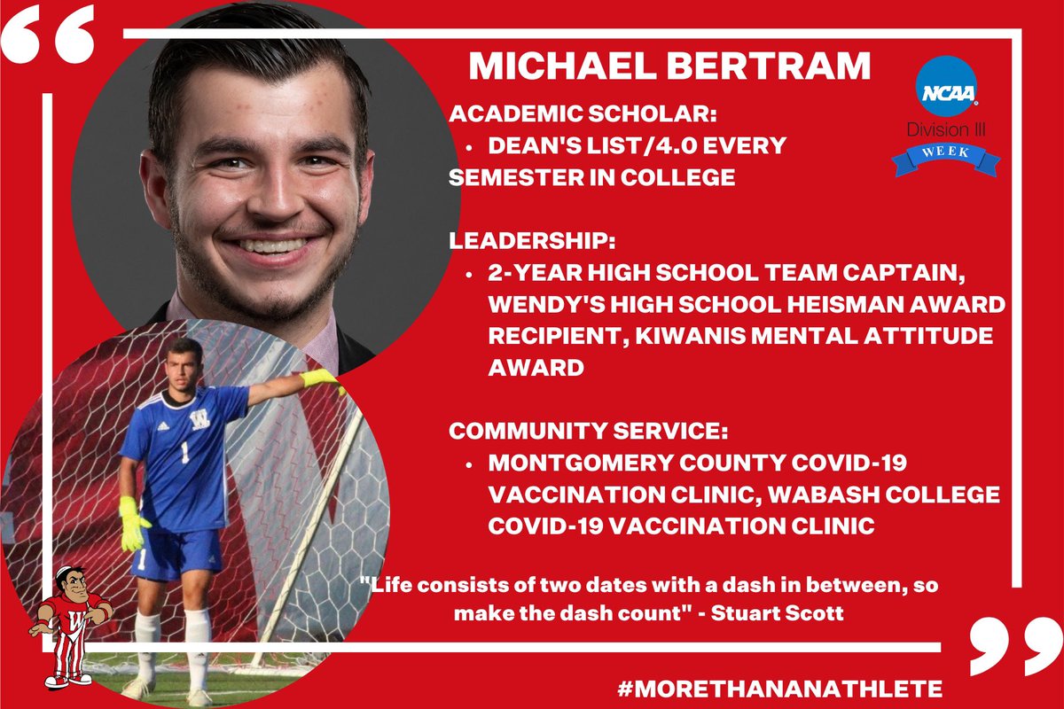 #NationalD3Week 
To close the first day of DIII Week, we will honor Michael Bertram, a Men’s <a href="/WabashSoccer/">WabashSoccer</a> player. #LittleGiants are touching lives far and wide, beyond Wabash Ave! #whyd3 #WAF <a href="/wabashathletics/">Wabash Athletics</a>