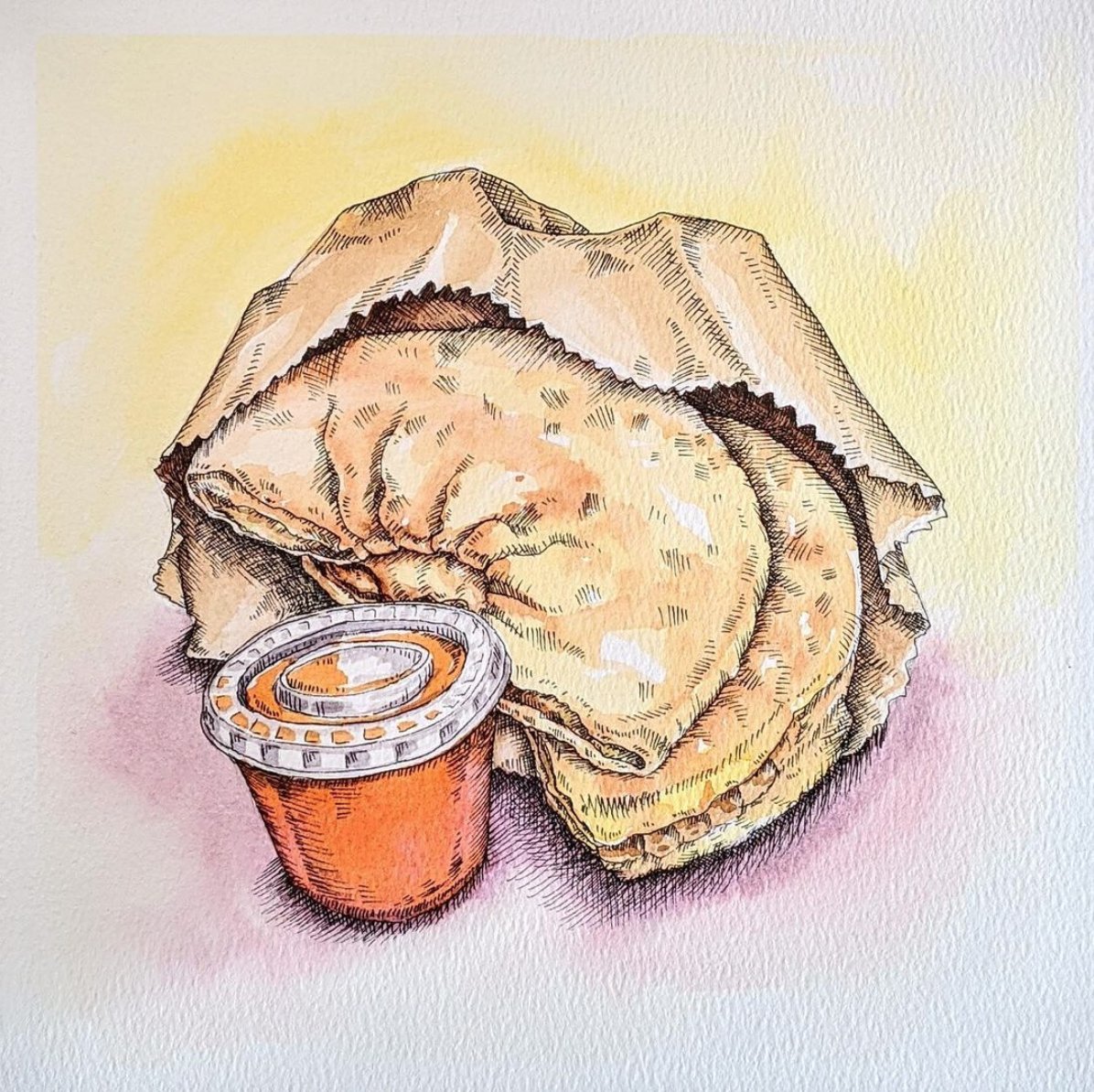 We already knew that green onion cakes are perfection, however @kristinasteinbringfineart has turned them into a work of art... #yegfood #yeg