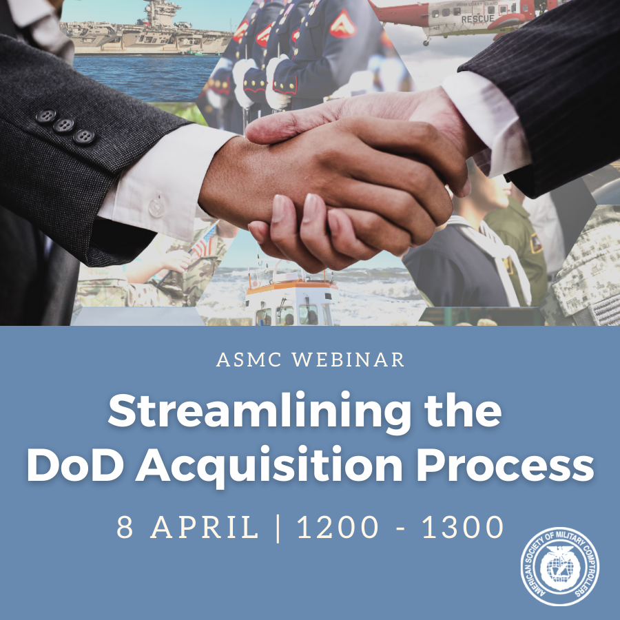 asmctweets's tweet photo. Don't miss this week's webinar on Streamlining the DoD Acquisition Process. Deadline to register is Wednesday (4/7) at 1200 EDT, so reserve your spot today!

https://t.co/j2n270KuvK https://t.co/8Ujb4zcs6y