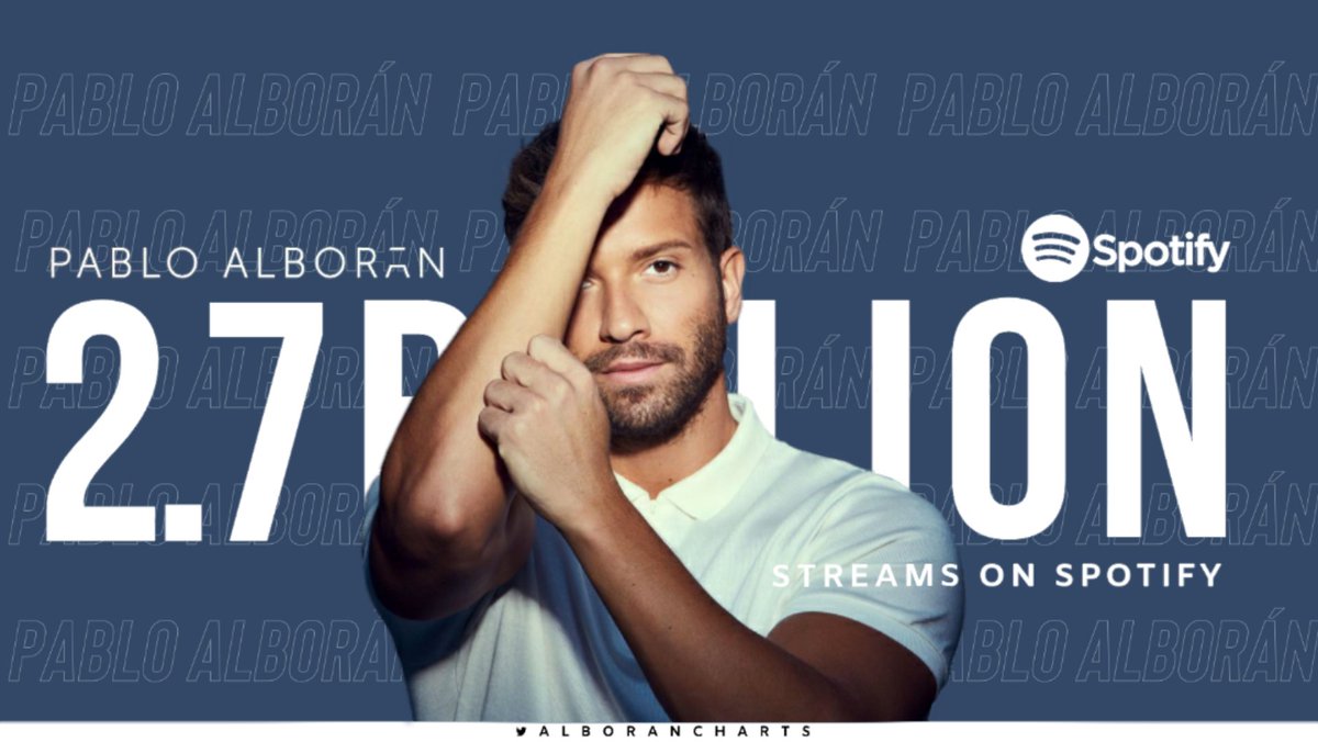 alborancharts's tweet photo. .@PabloAlboran ha alcanzado 2.7 billones de streams en Spotify con todos los créditos. https://t.co/b9YqQQMI0M