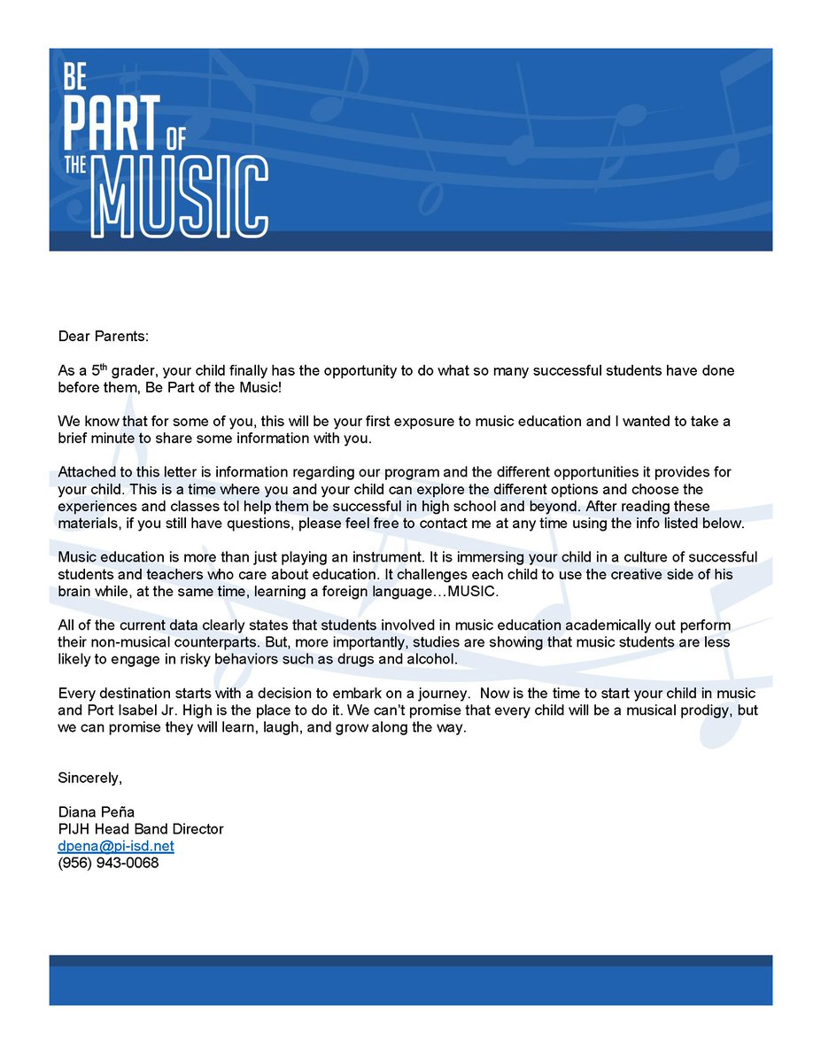 PointIsabelISD's tweet photo. 🥁PIJH Beginner Band News🎷
 Upcoming 6th graders will have the opportunity to learn about and try different instruments to give them the best chance of musical success. For more information, contact the PIJH Music Department at (956)943-0068. https://t.co/D87X3GkAjS