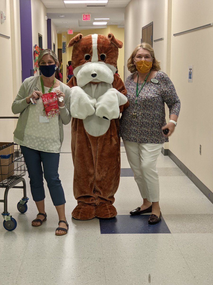 Georgie the Bulldog stopping by to give the students an encouraging word and treat. Students are #GMEBulldogStrong and ready for the FSA.