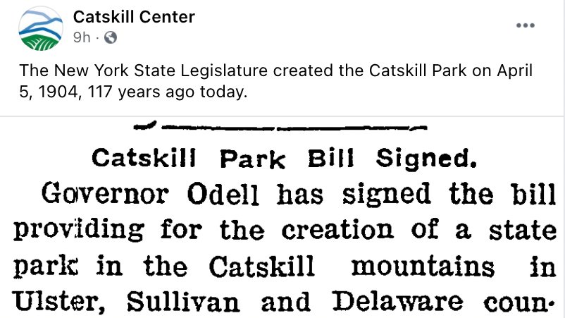 SenatorHinchey's tweet photo. Did you know that the NYS Legislature created the #CatskillPark on April 5, 1904, exactly 117 years ago today? (Thank you for sharing, @CatskillCenter!) ๐งต โฌ๏ธ 1/2 https://t.co/IF1m4719O5