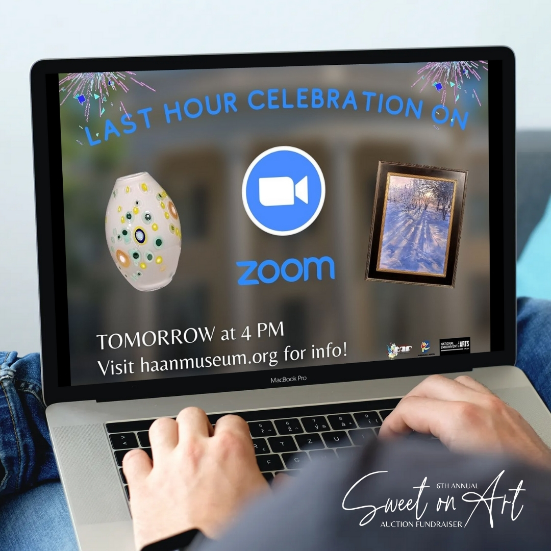 HaanMuseum's tweet photo. Join us tomorrow evening to celebrate the last hour of Sweet on Art! Everyone is invited to join this Zoom event. Just visit https://t.co/hQgU7l7WJ5 to find the meeting info. Happy bidding and we’ll see you tomorrow at 4 PM! https://t.co/6j0YS1BQxw