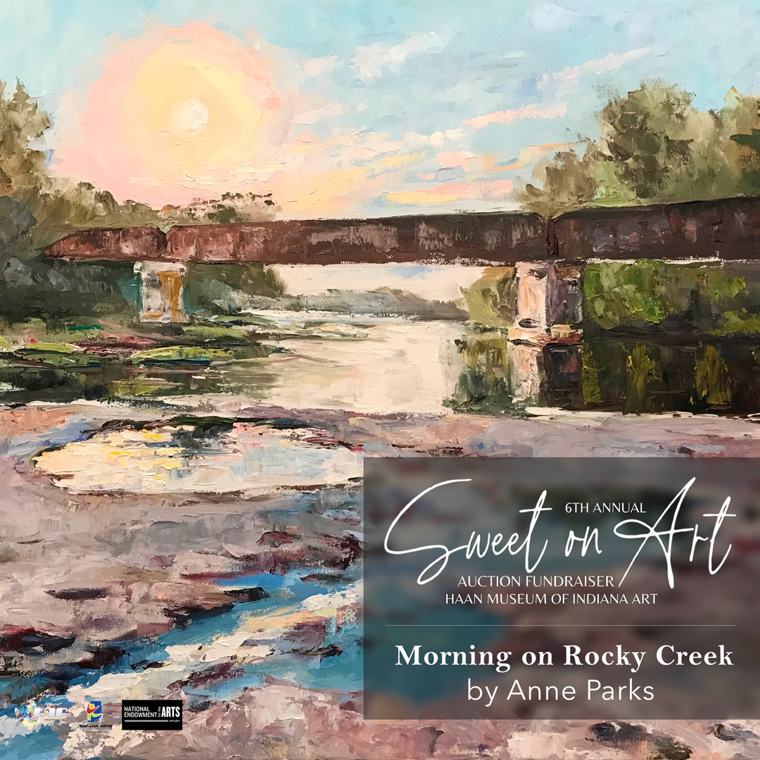 HaanMuseum's tweet photo. A sunny morning view for our last day of Sweet on Art! Bidding will end this evening at 5 PM. This is your final chance to add amazing Indiana art to your collection. View the auction at https://t.co/LustmvJBvy. https://t.co/GIY6lOVzHl