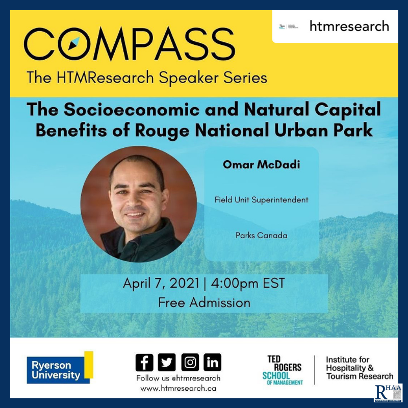 trhaa_tmu's tweet photo. This is the final event for Compass: the HTMResearch Speaker Series! Omar McDadi is speaking on Rouge National Urban Park on April 7th! Don't miss out on the event! Register at the link in our bio or at https://t.co/aM8fEVgNVg. #RHAA #TRSM #RyersonAlumni #Ryerson #HTMRyerson https://t.co/AjNAU5QdFQ