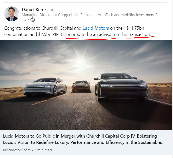 $CCV #BritishVolt ? DD 👇👇
1:
Bloomberg: "The company has appointed Guggenheim Securities LLC and Barclays Plc as advisers to look into ... "

Finding: CEO Orral Nadjari
 and CFO William both have conection with Daniel Keh, who worked as a advisor of $CCIV &amp; Lucid merging.
