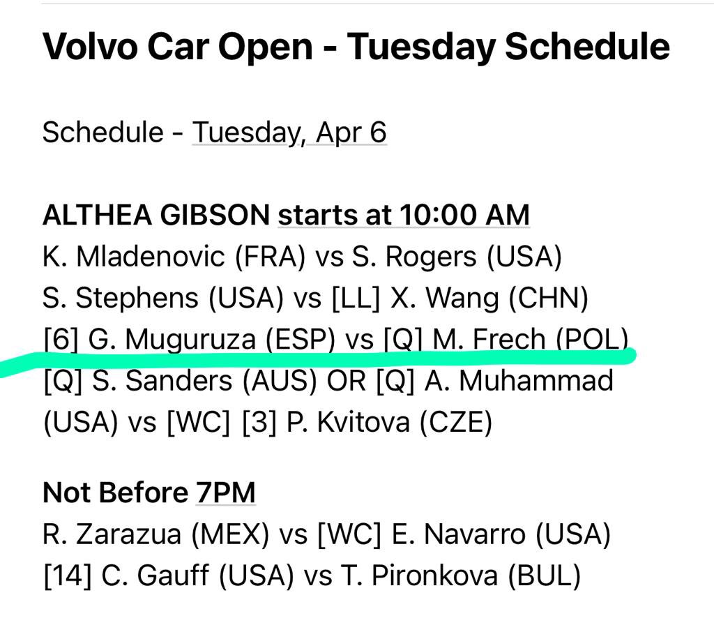 .<a href="/GarbiMuguruza/">Garbiñe Muguruza</a> debuta mañana en el #WTA500Charleston 
8pm aprox.